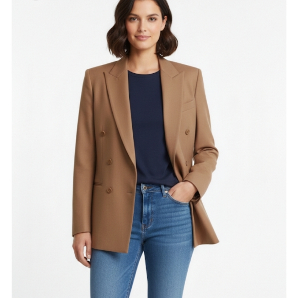 Vtg Gruppo Americano Studio Brown Cashmere Blend  Blazer Size 6